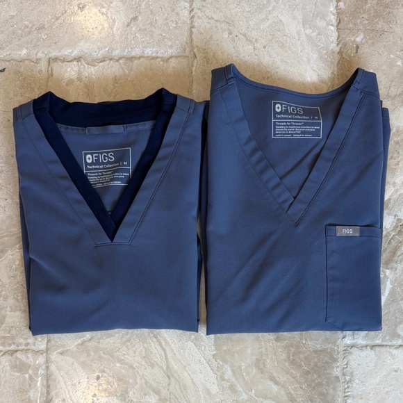 FIGS Scrub Top *SET* Blue Tops (Size M) - Picture 1 of 7